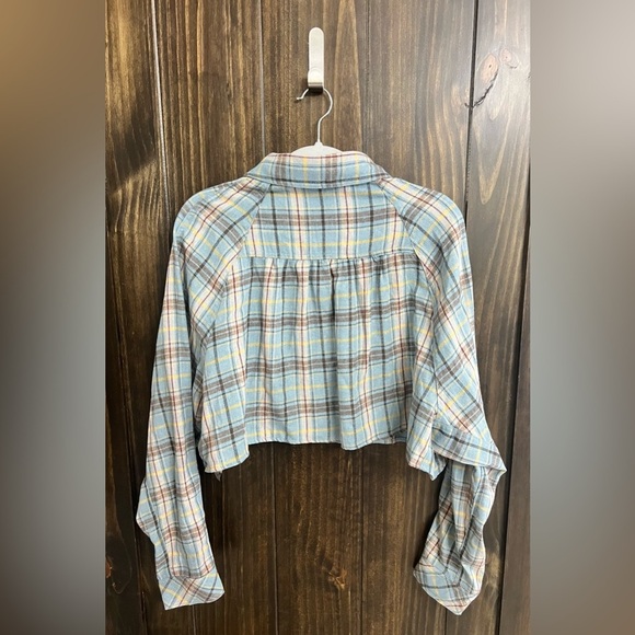 Plaid Oversized Cropped Button-Down Shirt-NWT-Mimosa-Size: Small - Picture 6 of 6